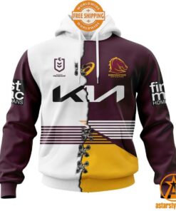 NRL Brisbane Broncos Home Mix Away Jersey CUSTOM Hoodie