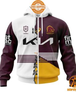 NRL Brisbane Broncos Home Mix Away Jersey CUSTOM Hoodie