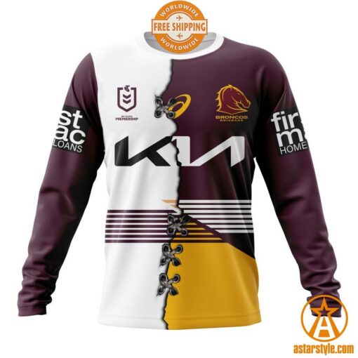 NRL Brisbane Broncos Home Mix Away Jersey CUSTOM Hoodie