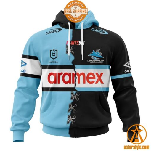 NRL Cronulla-Sutherland Sharks Home Mix Away Jersey CUSTOM Hoodie