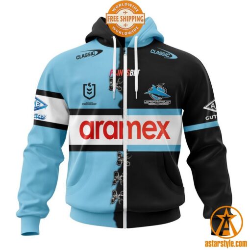 NRL Cronulla-Sutherland Sharks Home Mix Away Jersey CUSTOM Hoodie