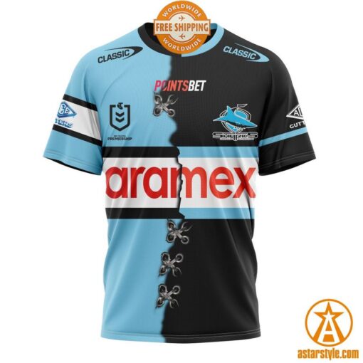 NRL Cronulla-Sutherland Sharks Home Mix Away Jersey CUSTOM Hoodie