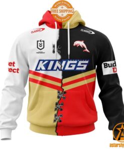 NRL Dolphins Home Mix Away Jersey CUSTOM Hoodie