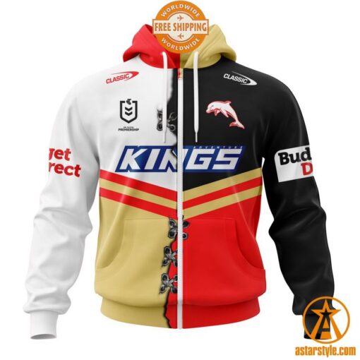 NRL Dolphins Home Mix Away Jersey CUSTOM Hoodie