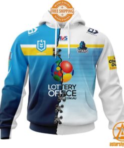 NRL Gold Coast Titans Home Mix Away Jersey CUSTOM Hoodie