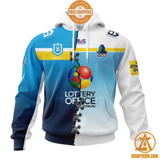 NRL Gold Coast Titans Home Mix Away Jersey CUSTOM Hoodie