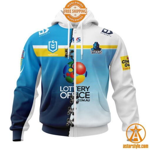 NRL Gold Coast Titans Home Mix Away Jersey CUSTOM Hoodie