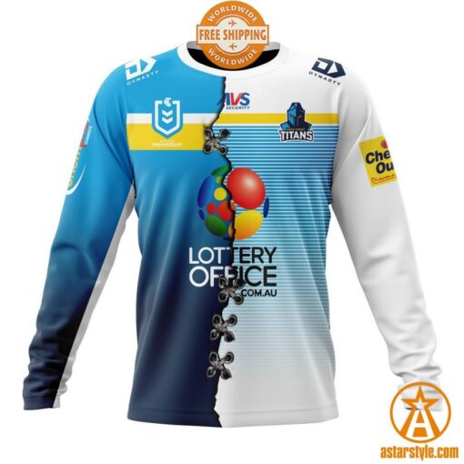 NRL Gold Coast Titans Home Mix Away Jersey CUSTOM Hoodie