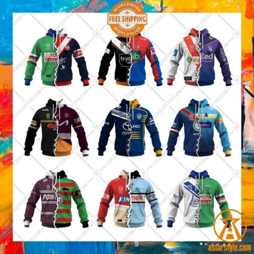 NRL Jersey Mix 2 Teams personalized Hoodie