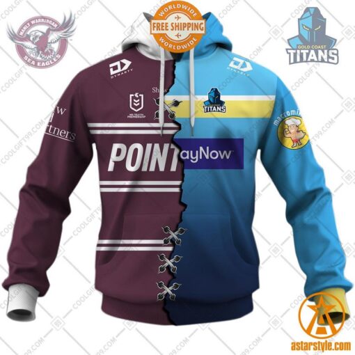 NRL Jersey Mix 2 Teams personalized Hoodie