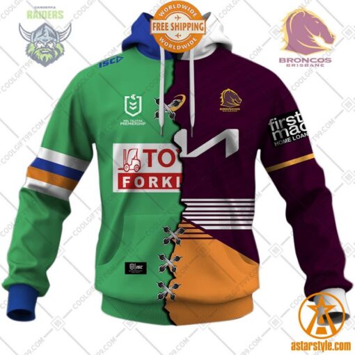 NRL Jersey Mix 2 Teams personalized Hoodie