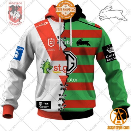 NRL Jersey Mix 2 Teams personalized Hoodie