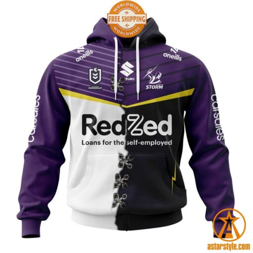 NRL Melbourne Storm Home Mix Away Jersey CUSTOM Hoodie