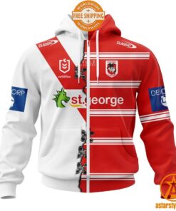 NRL St. George Illawarra Dragons Home Mix Away Jersey CUSTOM Hoodie