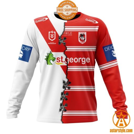 NRL St. George Illawarra Dragons Home Mix Away Jersey CUSTOM Hoodie