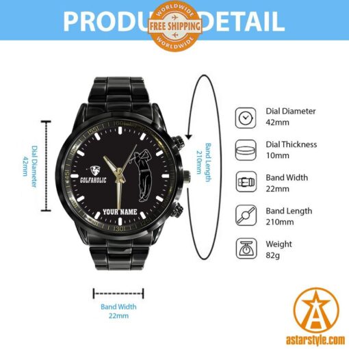 Personalized Golfaholic Stainless Steel Watch