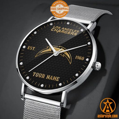 Personalized Los Angeles Chargers Stainless Steel Watch