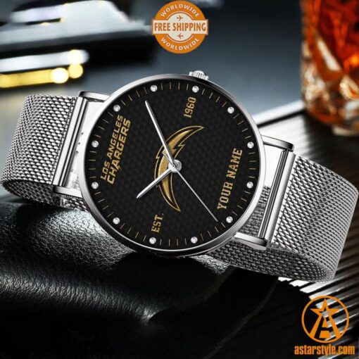 Personalized Los Angeles Chargers Stainless Steel Watch