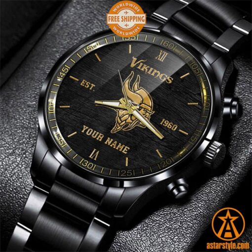 Personalized Minnesota Vikings Stainless Steel Watch