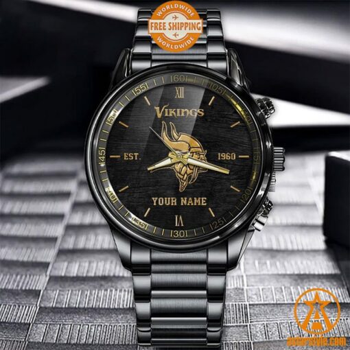 Personalized Minnesota Vikings Stainless Steel Watch