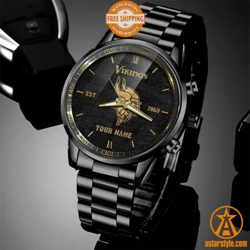 Personalized Minnesota Vikings Stainless Steel Watch