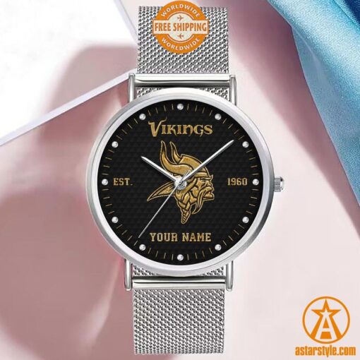 Personalized Minnesota Vikings Stainless Steel Watch