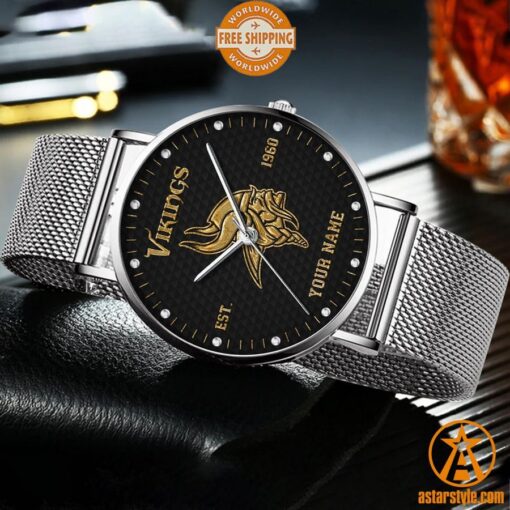 Personalized Minnesota Vikings Stainless Steel Watch