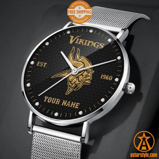 Personalized Minnesota Vikings Stainless Steel Watch