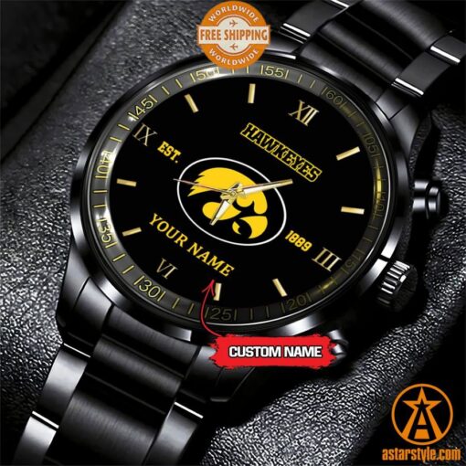 Personalized NCAA Iowa Hawkeyes Stainless Steel Watch