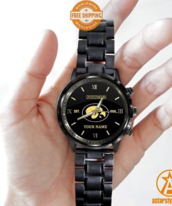 Personalized NCAA Iowa Hawkeyes Stainless Steel Watch