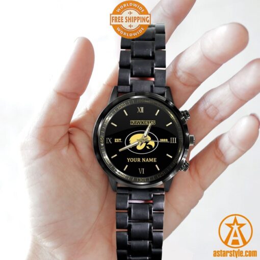 Personalized NCAA Iowa Hawkeyes Stainless Steel Watch