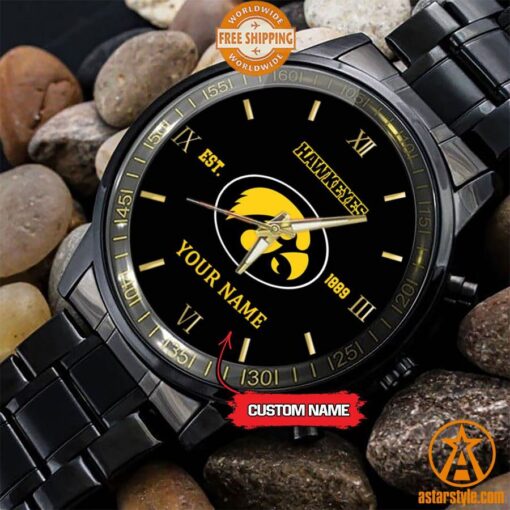 Personalized NCAA Iowa Hawkeyes Stainless Steel Watch