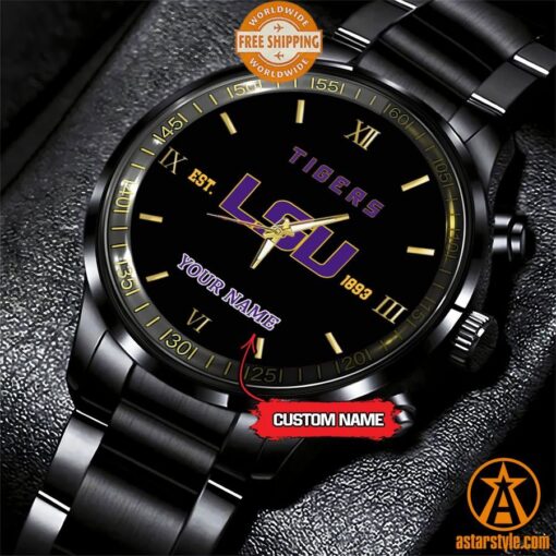 Personalized NCAA LSU Tigers Stainless Steel Watch