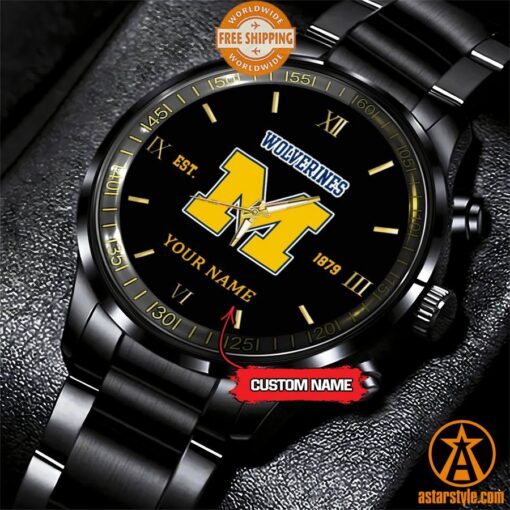 Personalized NCAA Michigan Wolverines Stainless Steel Watch