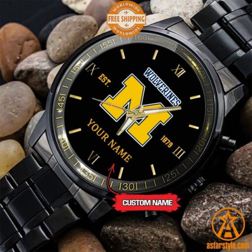 Personalized NCAA Michigan Wolverines Stainless Steel Watch