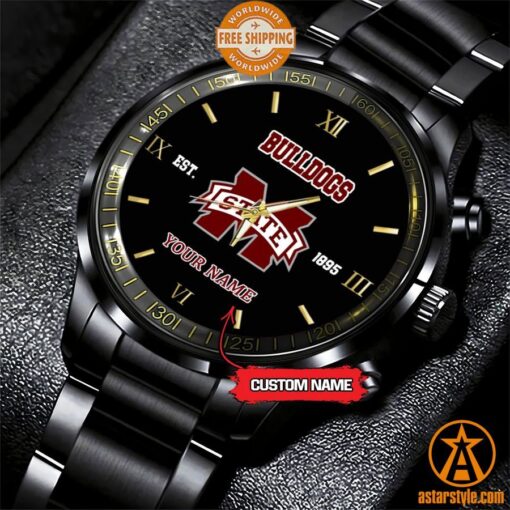 Personalized NCAA Mississippi State Bulldogs Stainless Steel Watch