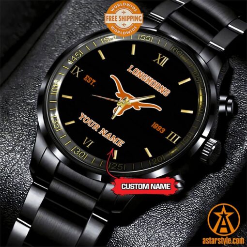 Personalized NCAA Texas Longhorns Stainless Steel Watch