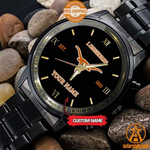 Personalized NCAA Texas Longhorns Stainless Steel Watch