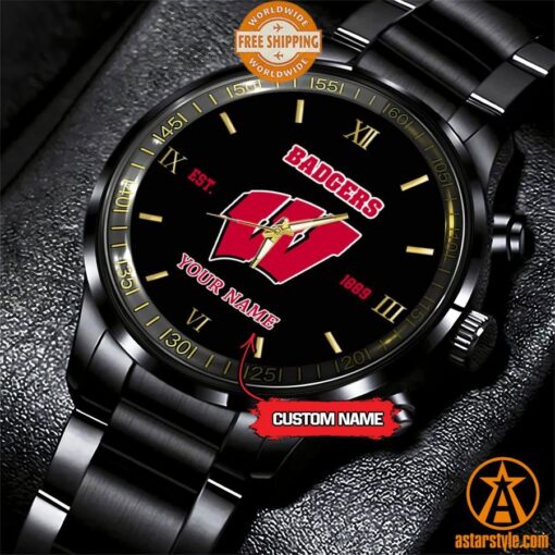 Personalized NCAA Wisconsin Badgers Stainless Steel Watch