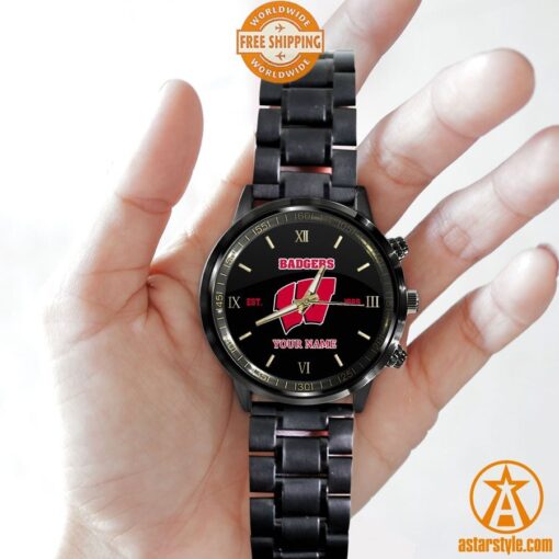 Personalized NCAA Wisconsin Badgers Stainless Steel Watch