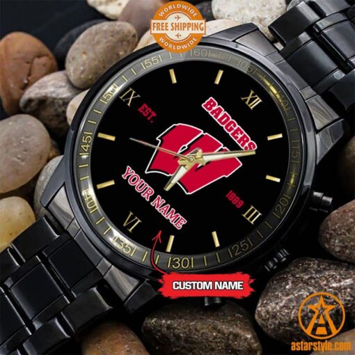 Personalized NCAA Wisconsin Badgers Stainless Steel Watch