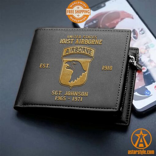 Personalized United States 101st Airborne Division Leather Wallet