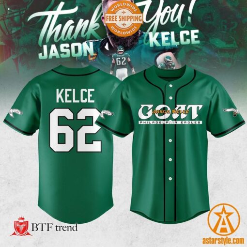 Philadelphia Eagles GOAT Jason Kelce Baseball Jersey