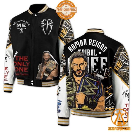 Roman Reigns Acknowledge Me Baseball Jacket