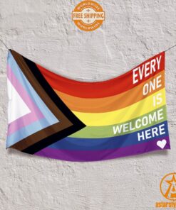 Everyone is Welcome Here LGBT Flag