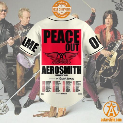 Aerosmith Band Peace Out Farewell Tour Baseball Jersey