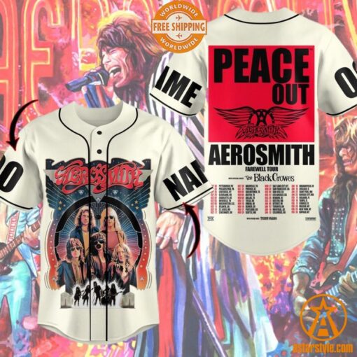 Aerosmith Band Peace Out Farewell Tour Baseball Jersey