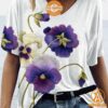 Alzheimer's Purple Floral V Neck T Shirt Generous look