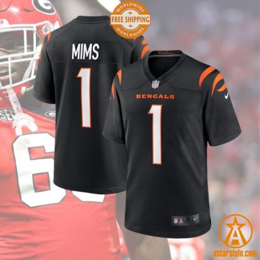 Amarius Mims Cincinnati Bengals 2024 NFL Draft First Round Pick Player Black Jersey