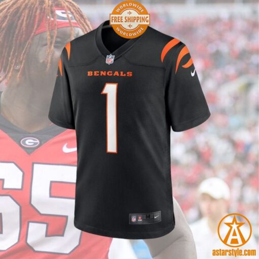 Amarius Mims Cincinnati Bengals 2024 NFL Draft First Round Pick Player Black Jersey